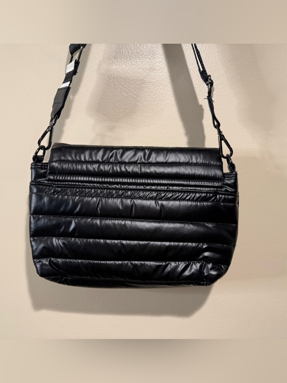 THINK ROYLN Black Quilted Crossbody with Striped Strap - Picture 13 of 16